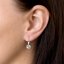 Stříbrné náušnice visací s krystaly Swarovski bílé kulaté 31112.1 Krystal