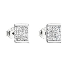 Stříbrné náušnice pecka se zirkonem bílý obdélník 11129.1
