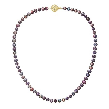 Perlový náhrdelník z říčních perel se zapínáním ze 14 karátového zlata 922001.3/9264A dk.peacock