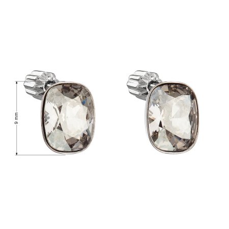 Strieborné náušnice pecka s kryštálmi Swarovski šedý obdĺžnik 31279.5 Silver Shade