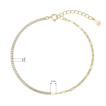 Pozlacený náramek se zirkony a řetízkem 13103.1