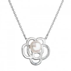 Perlový náhrdelník s pravou říční perlou bílá kytička 22034.1