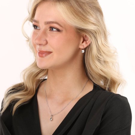 Sada šperků s krystaly Swarovski náušnice a přívěsek bílé kulaté 39140.1 Krystal