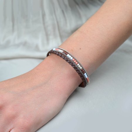 Náramek hnědý textilní 53009.3 brown