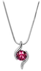 Náhrdelník so Swarovski Elements tmavo ružová vlnka Fuchsia
