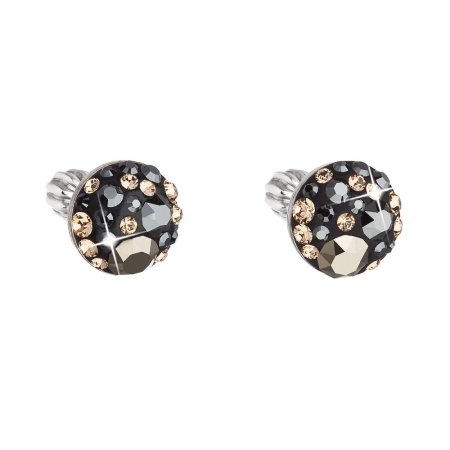 Strieborné náušnice pecka s kryštálmi Swarovski mix farieb okrúhle 31336.4 Colorado