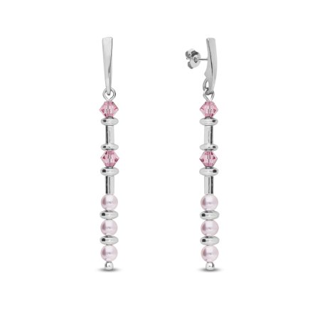 Strieborné náušnice ružové so Swarovski Elements Clematis K58105328RLR Light Rose