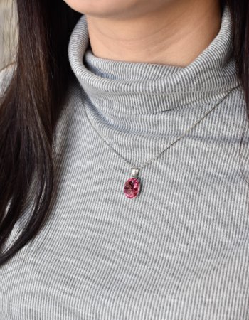 Strieborný prívesok s kryštálom Swarovski ružový ovál 34245.3 Rose