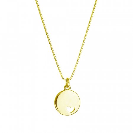 Pozlacený náhrdelník s přívěskem placička se srdíčkem 62006 Au plating