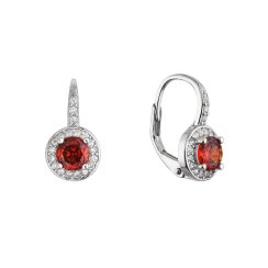 Stříbrné náušnice kulaté se zirkony 11637.3 garnet