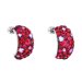 Stříbrné náušnice visací s krystaly Swarovski červené půlkruh 31164.3 Cherry
