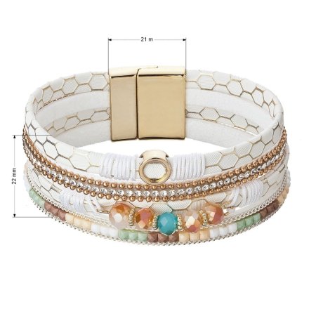 Náramek bílobéžový textilní široký 53010.1 white