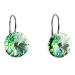 Strieborné náušnice visiace s kryštálmi Swarovski zelené okrúhle 31106.3 Chrysolite