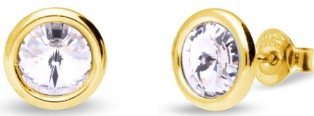 Náušnice číre strieborné pozlátené sa Swarovski Elements Tiny Bonbon Studs KRG1122SS29C Krystal 6 mm