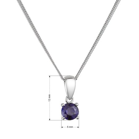 Strieborný náhrdelník s pravým minerálnym kameňom tmavo modrý 12078.3 sapphire blue