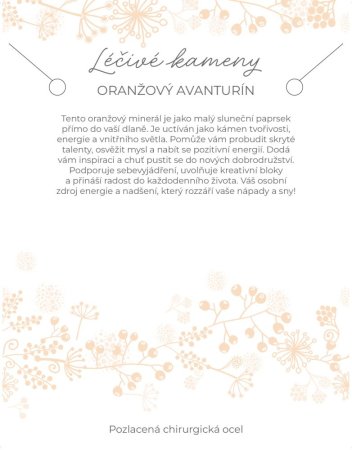 Náhrdelník s kamenem oranžový avanturín 42037.3 ocel