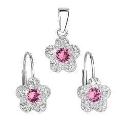 Sada šperkov s kryštálmi Swarovski náušnice a prívesok ružová kvietka 39162.3 Rose