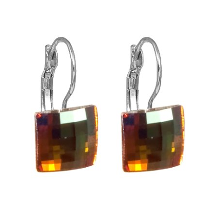 Náušnice so Swarovski Elements diskoštvorec Smoked Topaz 10 mm