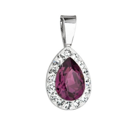 Strieborný prívesok s kryštálmi Swarovski fialová slza 34252.3 Amethyst