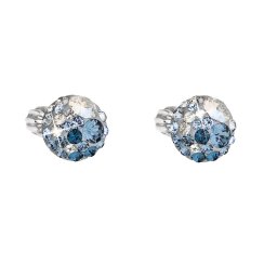 Strieborné náušnice pecka s kryštálmi Swarovski modré okrúhle 31336.3 Ice Blue