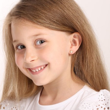 Pozlátené strieborné náušnice mačky s perleťou 11711.1