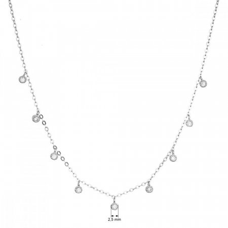 Strieborný náhrdelník s 9 malými okrúhlymi zirkonmi 12056.1. crystal