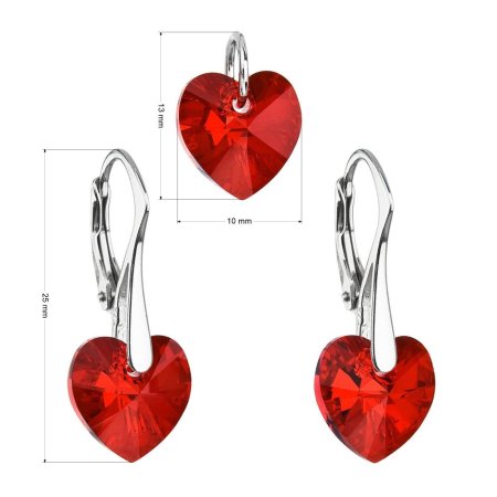 Sada šperkov s kryštálmi Swarovski náušnice a prívesok červené srdce 39003.4 Siam