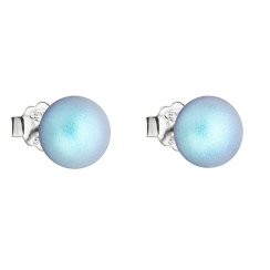 Stříbrné náušnice pecka se světle modrou matnou perlou 31142.3 Light Blue