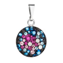 Stříbrný přívěsek s krystaly Swarovski mix barev kulatý 34225.3 Galaxy