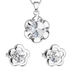 Sada šperkov s kryštálmi Swarovski náušnice, retiazka a prívesok biela kytička 39173.1 Krystal
