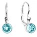 Strieborné náušnice visiace s kryštálmi modré okrúhle 31112.3 Light Turquoise