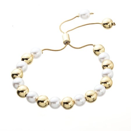 Zlatý bižutérny náramok s perlami 53003.1