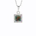 Stříbrný náhrdelník se zeleno měnivým opálem a krystaly Swarovski Elements čtverec Vitrail Medium Opal