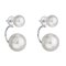 Strieborné náušnice dvojité s perlou z krištáľmi Preciosa biele okrúhle 31177.1