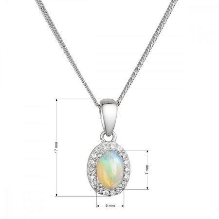 Stříbrný náhrdelník luxusní s pravým opálem bílý 12085.3 opál