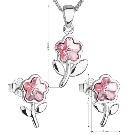 Sada šperkov s kryštálmi Swarovski náušnice, retiazka a prívesok ružová kvietka 39172.3 Light Rose