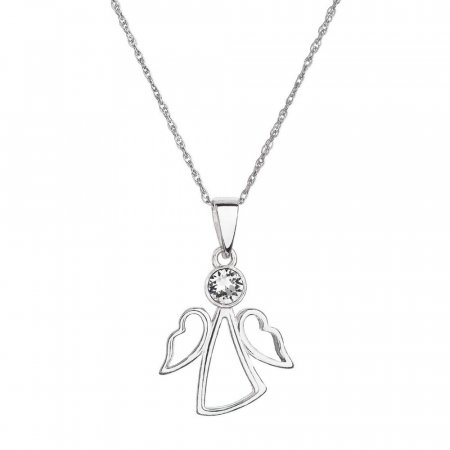 Strieborný náhrdelník biely Anjelik so Swarovski Elements Krystal