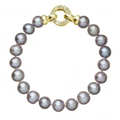 Perlový náramek z pravých říčních perel šedý 23010.3 grey Au plating