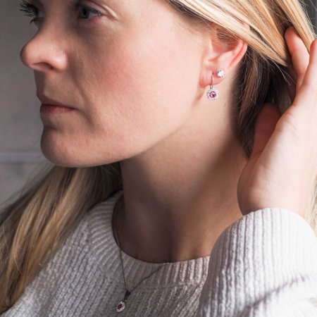Sada šperkov s kryštálmi Swarovski náušnice a prívesok ružové okrúhle 39109.3 Lt. rose