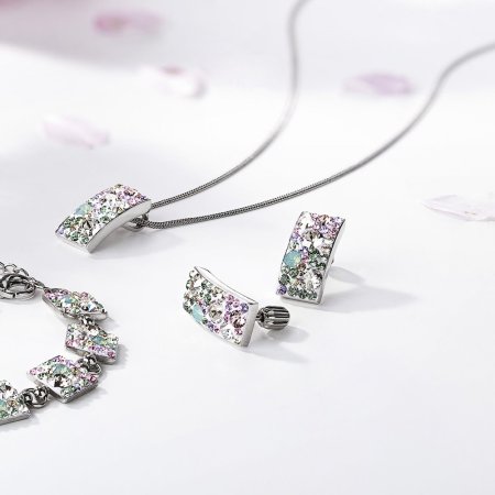Stříbrný náramek se Swarovski krystaly mix barev 33047.3 Sakura