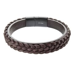 Náramek pánský z recykl.kůže zaplétaný cop 43026.3 hnědý