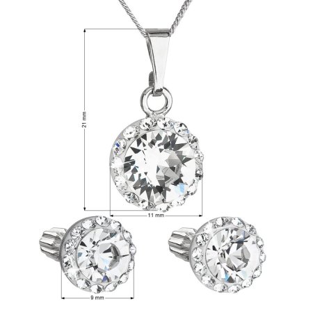 Sada šperků s krystaly Swarovski náušnice, řetízek a přívěsek bílé kulaté 39352.1 Krystal