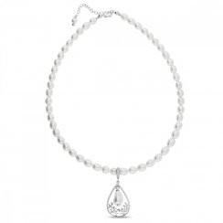 Strieborný náhrdelník biely perlový Caresse NF5843W6W White Pearl