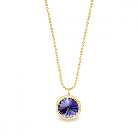 Náhrdelník fialový strieborný pozlátený so Swarovski Elements Birthday Stone NBG1122SS29TA Tanzanite - Júl