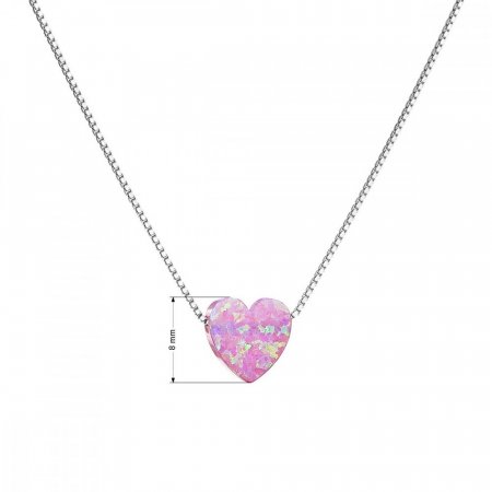 Stříbrný náhrdelník se syntetickým opálem růžové srdce 12048.3 Pink s. Opal