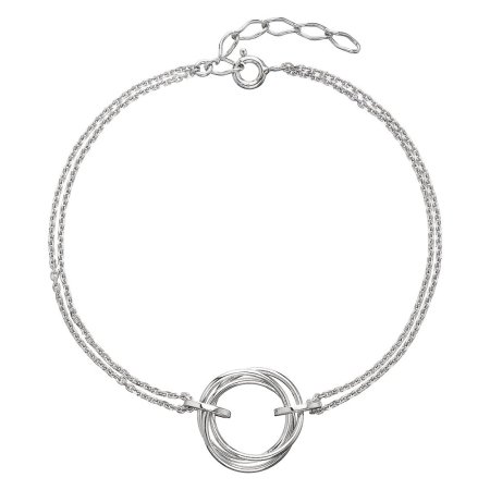 Stříbrný náramek tři kroužky na dvojitém řetízku 63001