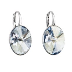 Strieborné náušnice visiace s kryštálmi Swarovski modrý ovál 31275.5 Blue Shade