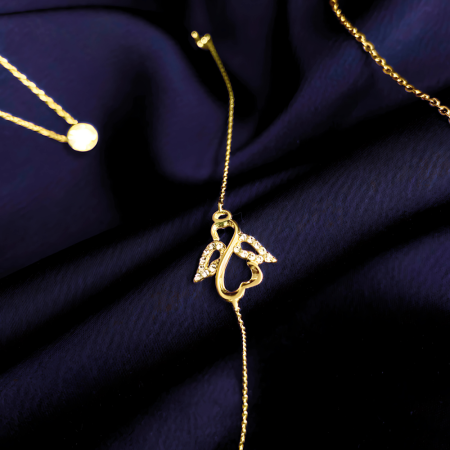 Zlatý náramok číry so Swarovski Elements kryštálmi Anjel Kryštál