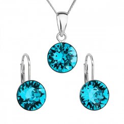 Sada šperkov s kryštálmi Swarovski náušnice, retiazka a prívesok modré okrúhle 39140.3 Blue Zircon