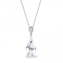 Strieborný náhrdelník so Swarovski Elements menivá kvapka Dainty Drop N610616WP White Patina